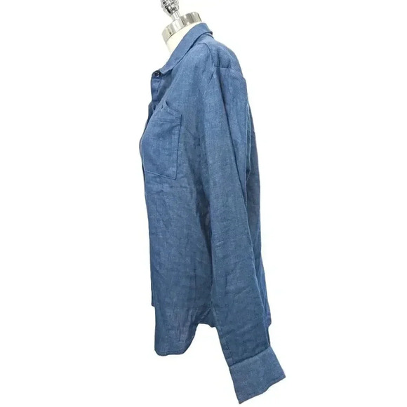 The Podolls Women Blue Long Sleeve Button-Down Shirt Medium - Picture 2 of 7